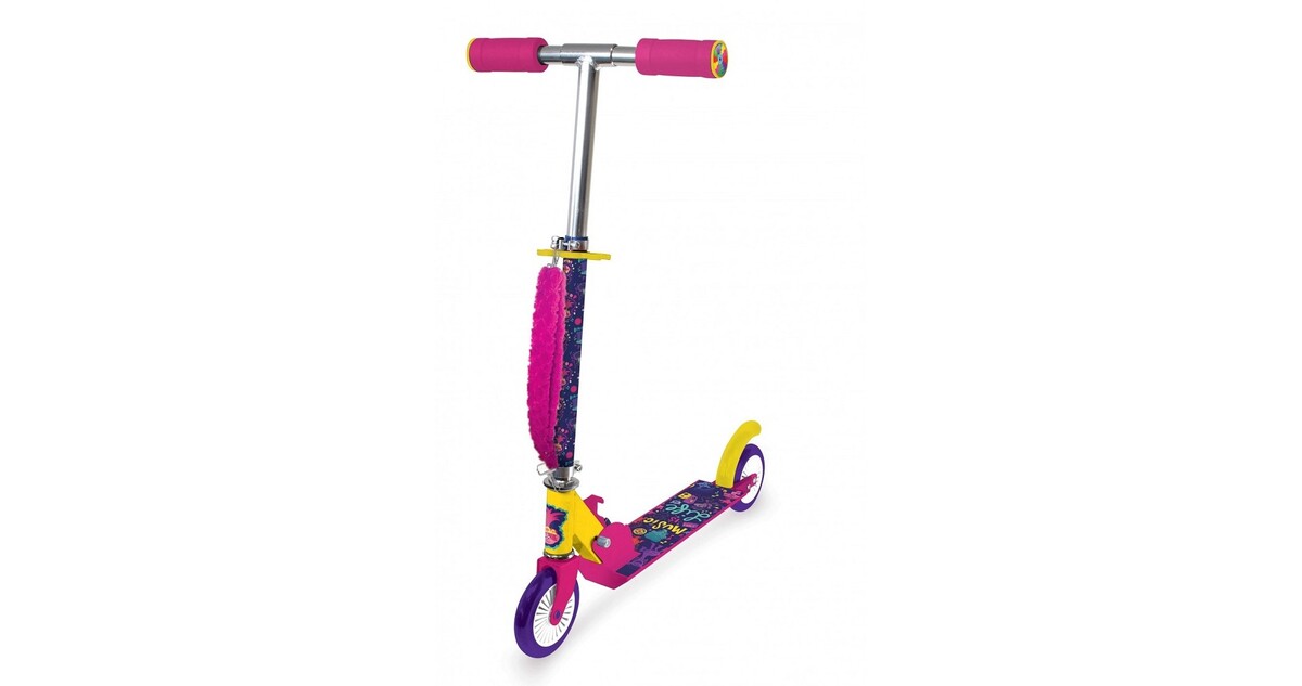 Children Kids Trolls Adjustable In-Line Folding Push Scooter Graphics-Colors 