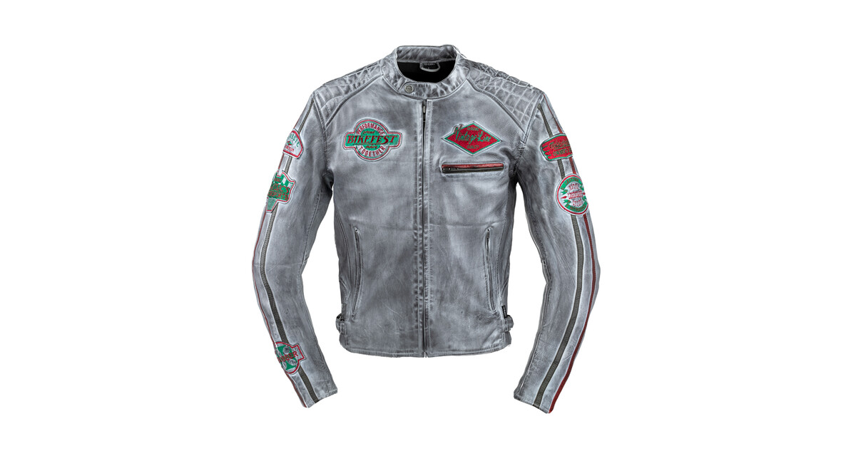 Men's Leather Motorcycle Jacket W-TEC Sheawen Waxed Grey Men's Leather Motorcycle Jacket W-TEC Sheawen Waxed Grey