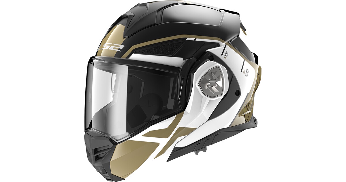 Flip-Up Motorcycle Helmet LS2 FF901 Advant X Metryk Black Gold P/J