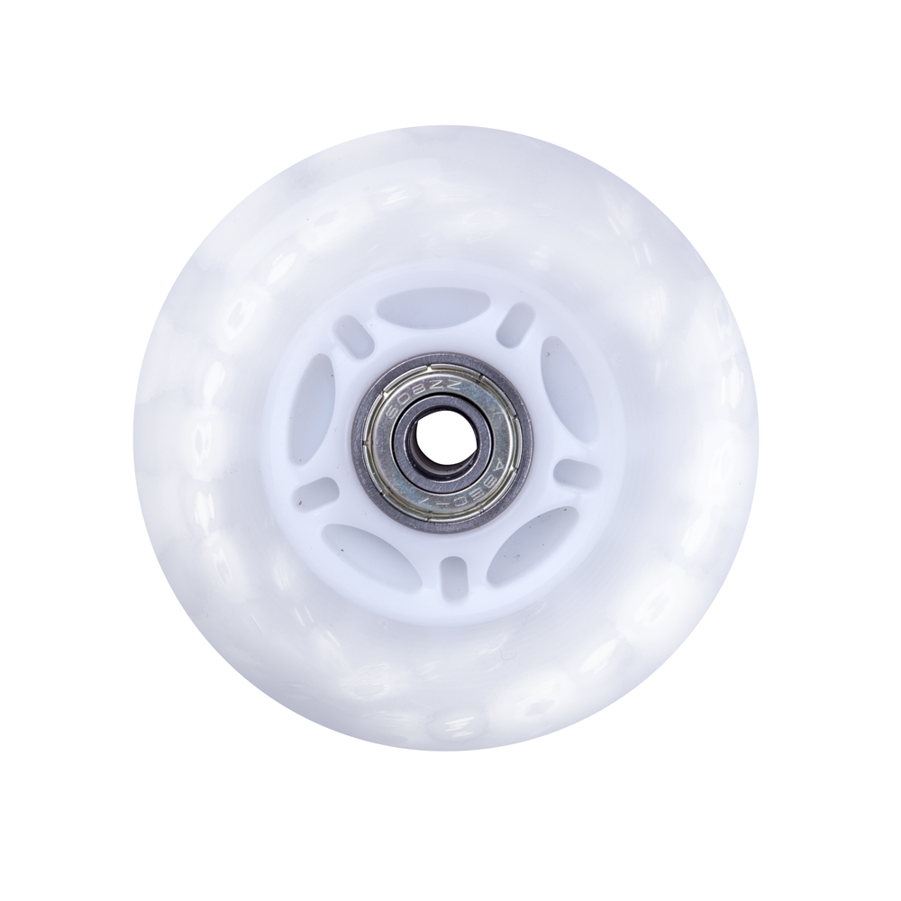 Light Up Inline Skate Wheel PU 72*24mm with ABEC 5 Bearings White inSPORTline