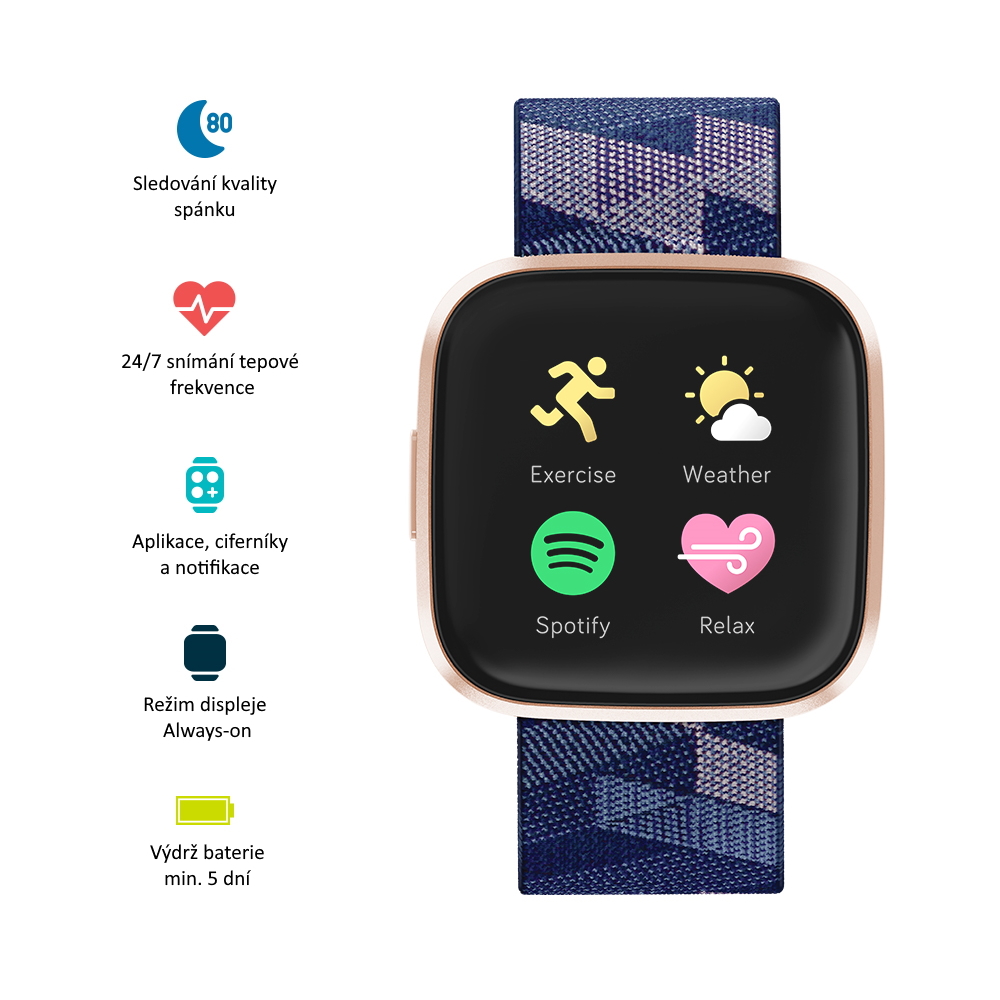fitbit versa 2 special edition navy & pink woven