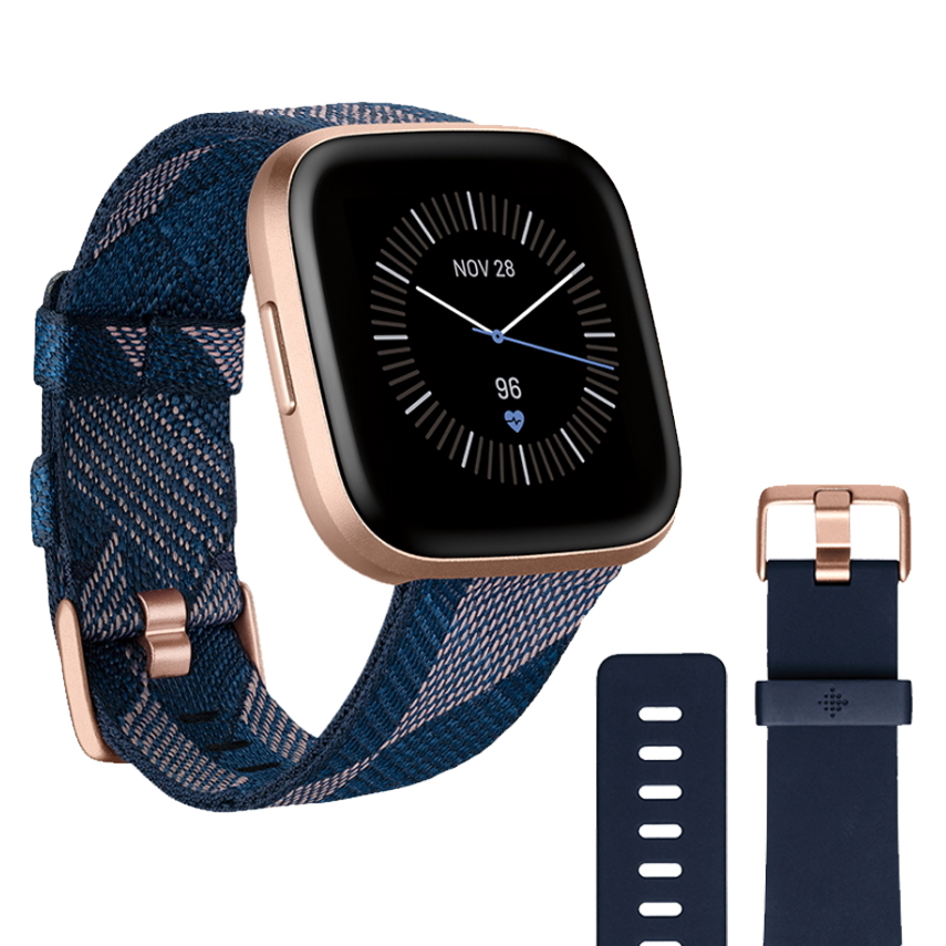 fitbit versa 2 special edition navy & pink woven