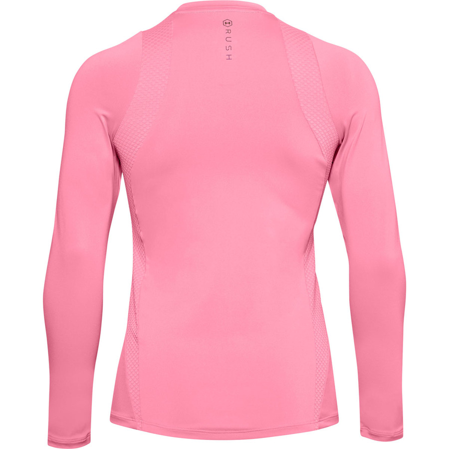 Under Armour Womens Rush Top Lipstick Pink Fitted Long Sleeved Sports Training 