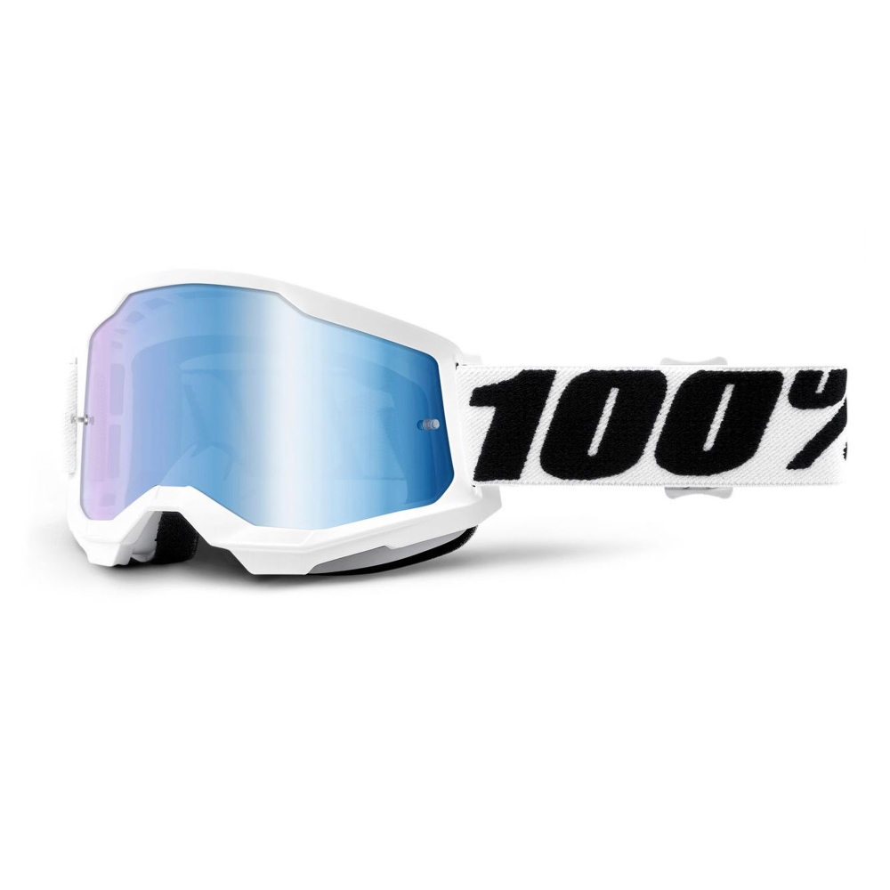 2019 100% Strata Motocross Moto Mx MTB Goggles Black Slash a specchio o chiaro 