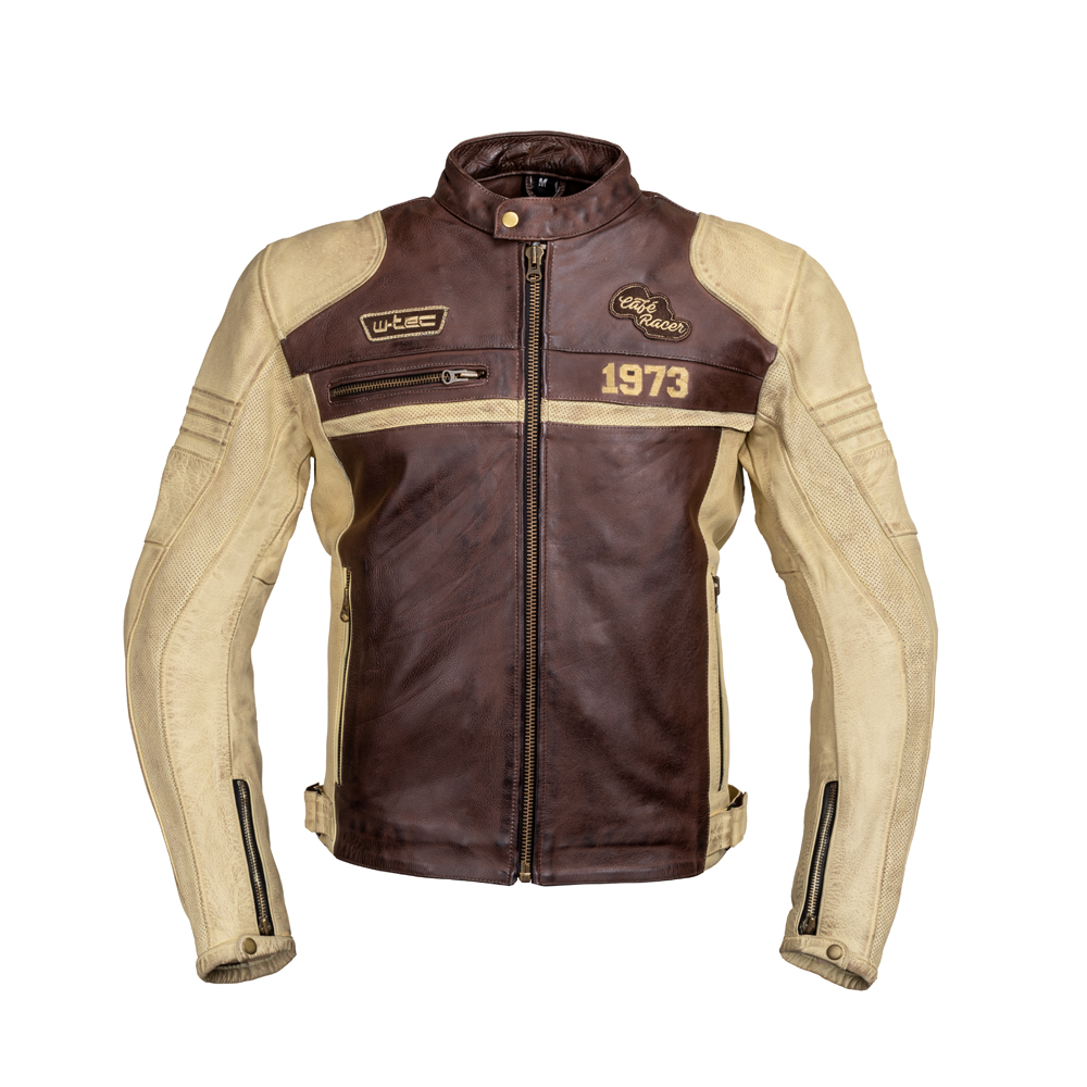 Men's Leather Motorcycle Jacket W-TEC Retro inSPORTline