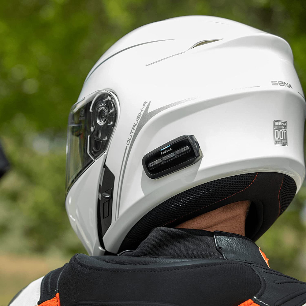 Motorcycle Helmet w/ BuiltIn Headset SENA Outrush R Glossy White
