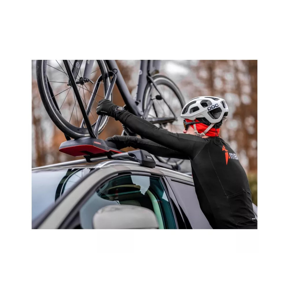 2 Pack Roof Bike Racks For Cars, Lightweight Upright Bike Mount Secure Locking Holds 1 Bike Up 40 Lbs Quick Release Foldable Arm Fits Square Crossbars