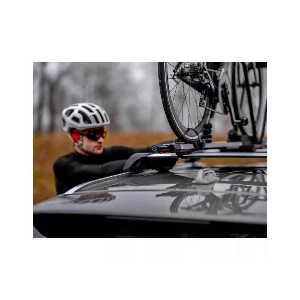 2 Pack Roof Bike Racks For Cars, Lightweight Upright Bike Mount Secure Locking Holds 1 Bike Up 40 Lbs Quick Release Foldable Arm Fits Square Crossbars