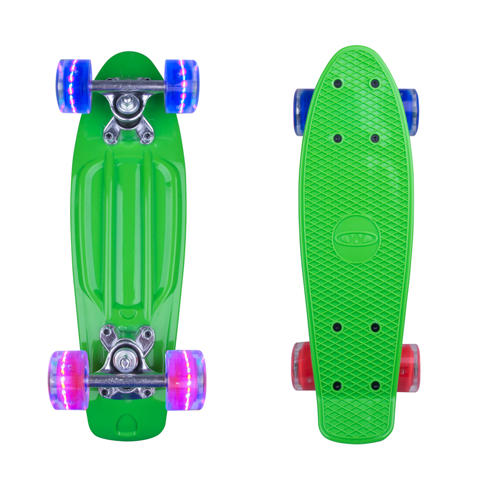 Mini Penny Board WORKER Pico 17" with Light Up Wheels Green inSPORTline