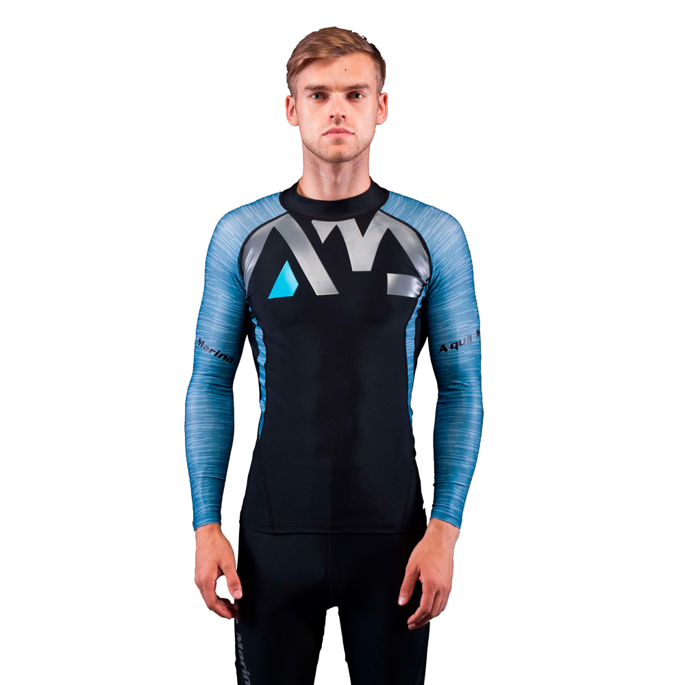 Aqua Marin Aqua Marina Divisione Rash Guard Uv-Camicia Lycra Camicia Male Maglia Nuoto Nero 