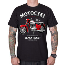 T-Shirt BLACK HEART Motorcycle Panelka - Black