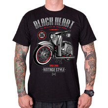 T-Shirt BLACK HEART Vintage Style - Black