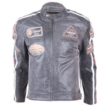 Leather Moto Jacket BOS 2058 Vintage Grey