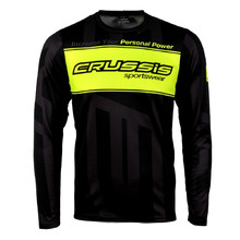 Men’s Long-Sleeved T-Shirt CRUSSIS Black-Yellow - Black-Fluo Yellow