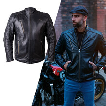 Leather Motorcycle Jacket W-TEC Elcabron - Black