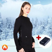 Women’s Heated T-Shirt W-TEC Insulong Lady w/ 10,000 mAh Power Bank - Black