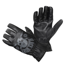 Leather Motorcycle Gloves W-TEC Black Heart Skull - Black