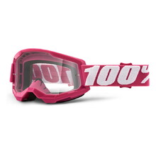 Motocross Goggles 100% Strata 2 - Fletcher Pink, Clear Plexi