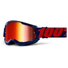 Motocross Goggles 100% Strata 2 Mirror - Masego Dark Blue-Red, Mirror Red Plexi