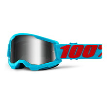 Motocross Goggles 100% Strata 2 Mirror - Summit Turquoise-Red, Mirror Silver Plexi