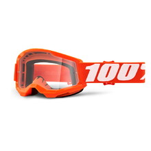 Children’s Motocross Goggles 100% Strata 2 Youth - Orange, Clear Plexi