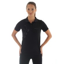 Women's functional T-shirt Brubeck PRESTIGE with collar - Black