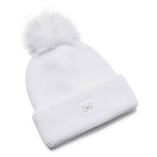 Women’s Pom Beanie Under Armour Halftime Ribbed - White