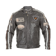 Men's Leather Motorcycle Jacket W-TEC Antique Cracker - Brown-Grey