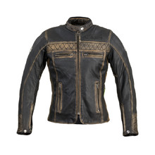 Women’s Leather Motorcycle Jacket W-TEC Kusniqua - Vintage Black