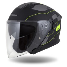 Motorcycle Helmet Cassida Jet Tech RoxoR Matte Black/Fluo Yellow/Gray