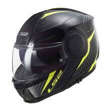 Flip-Up Motorcycle Helmet LS2 FF902 Scope Skid - Black H-V Yellow