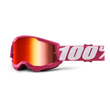 Children’s Motocross Goggles 100% Strata 2 Youth Mirror - Fletcher Pink, Mirror Red Plexi