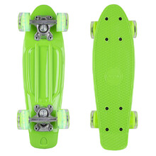 Mini Penny Board WORKER Pico 17" with Light Up Wheels - Green Board, Green Wheels