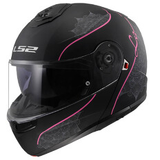 Flip-Up Motorcycle Helmet LS2 FF908 Strobe II Lux Matte Black-Pink
