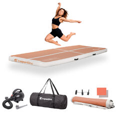 Inflatable Exercise Mat inSPORTline Airstunt 300 x 100 x 10 cm Mocha Mousse w/ Electric Pump