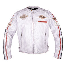 Men’s Leather Motorcycle Jacket W-TEC Sheawen White New