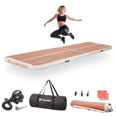 Inflatable Exercise Mat inSPORTline Airstunt 400 x 100 x 10 cm Mocha Mousse w/ Electric Pump