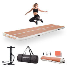 Inflatable Exercise Mat inSPORTline Airstunt 400 x 100 x 10 cm Mocha Mousse w/ Hand Pump