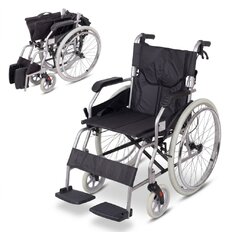 Lightweight Foldable Mechanical Wheelchair inSPORTline Jakesully w/ Light-Colored Wheels • 13 kg • Load Capacity up to 100 kg