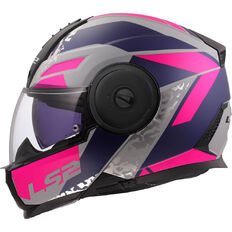 Flip-Up Motorcycle Helmet LS2 FF902 Scope II Oxyd Gray Blue Purple