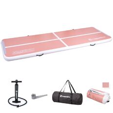 Inflatable Exercise Mat inSPORTline Airstunt 300 x 100 x 10 cm Coral Pink w/ Hand Pump