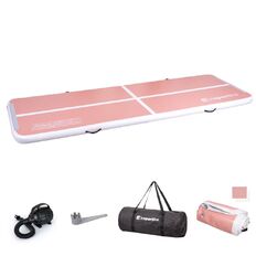 Inflatable Exercise Mat inSPORTline Airstunt 400 x 100 x 10 cm Coral Pink w/ Electric Pump