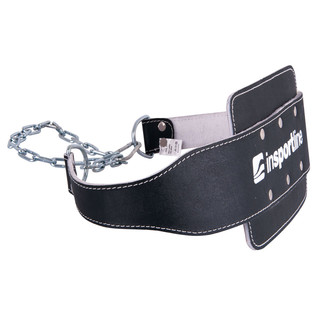 Leather Weightlifting Belt with Chain inSPORTline NF-9057 - Black