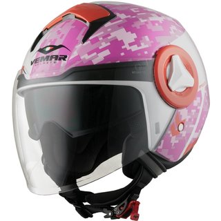 Vemar Breeze Camo Open Face Motorcycle Scooter Helmet Matt Khaki/Orange XS 