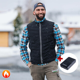 Men’s Heated Vest W-TEC HEATstem w/ 10,000 mAh Power Bank - Black