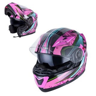 Motorcycle Helmet W-TEC YM-925 Magenta - Pink-Black