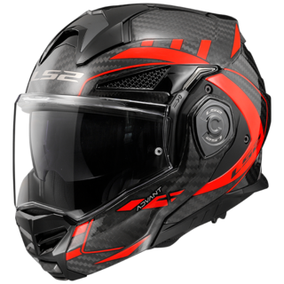 Flip-Up Motorcycle Helmet LS2 FF901 Advant X Carbon Future Glossy Red P/J