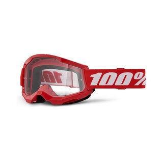Motocross Goggles 100% Strata 2 New - Red, čiré plexi