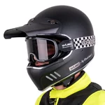 Motorcycle Helmet W-TEC Black Heart Retron w/ Chesster Goggles - Simple Silver