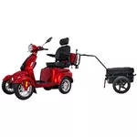 Four-Wheel Electric Scooter w/ Tow Bar & Trailer inSPORTline Antun - Red